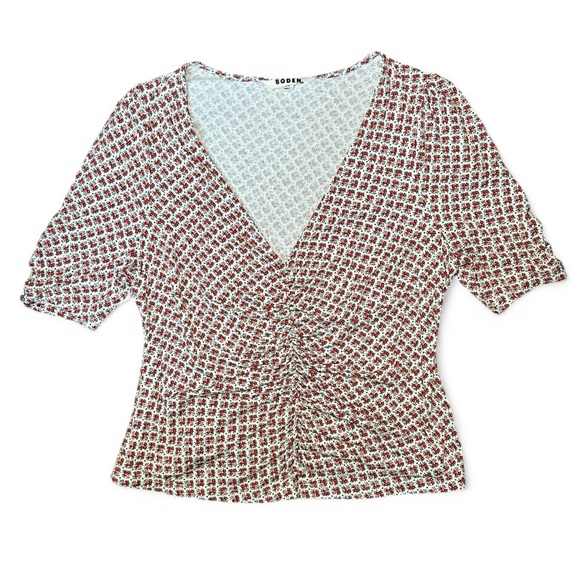 Boden Floral Ruched Front Top 12 - Picture 2 of 4